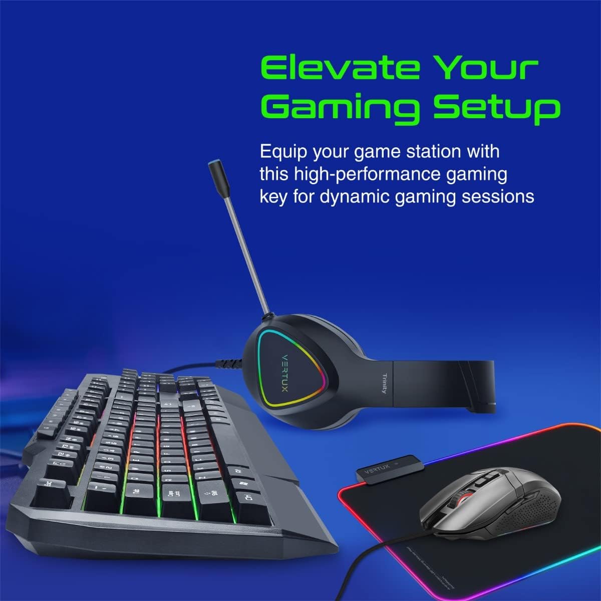 Vertu 4 In 1 Gaming Starter Kit, Rainbow Backlit Wired Gaming Keyboard & Mouse Combo, RGB Foldable Gaming Mouse Pad, Pro Gaming Over Ear Headset | Vertux kit Vertu 4 In 1 Gaming Starter Kit, Rainbow Backlit Wired Gaming Keyboard & Mouse Combo, RGB Foldable Gaming Mouse Pad, Pro Gaming Over Ear Headset | Vertux kit